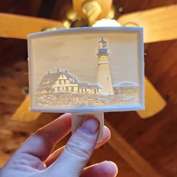 Maine Lighthouse Lithophane Night Light | 3D Printed Coastal Decor | Nautical Gift | Maine Souvenir